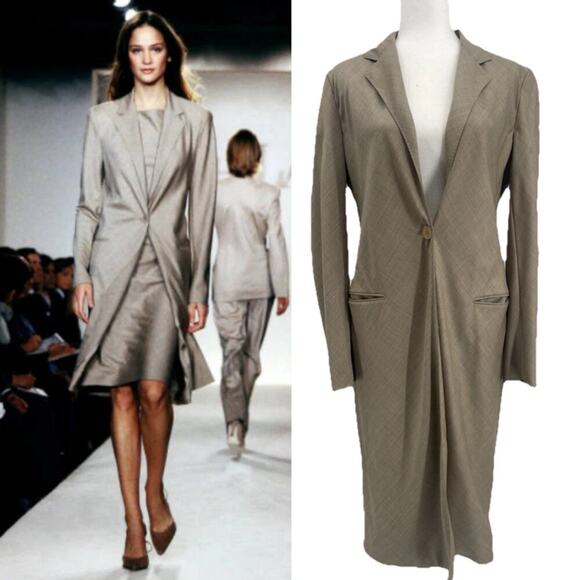 Ralph Lauren Collection Purple Label Long Blazer Wool Coat 1998 Runway Vintage L - Picture 1 of 15